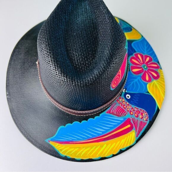 Hat Sombrero Mexican Artesanal Hand Painted
Straw Black Green Yellow M NEW main image 4